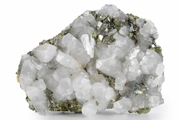 Columnar Calcite w/ Sparkling Chalcopyrite & Pyrite - Fluorescent! #360645